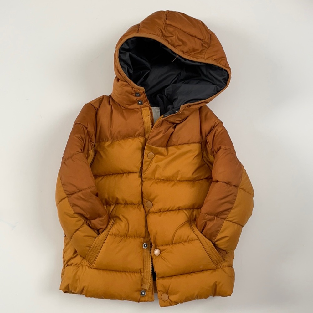 Zara Kids Two-Tone Brown Hooded Puffer Jacket
